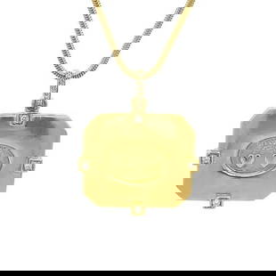 SEIDENGANG DIAMOND NECKLACE 18K YELLOW GOLD: Seidengang Diamond Necklace 18k Yellow Gold Brand: SeidenGang  Type: Necklace  Material: 18k yellow gold  Color: None  Size: Chain: 18" long x 2mm thick Pendant: 1.50" long w/bail x 1.25" wide x 3mm h