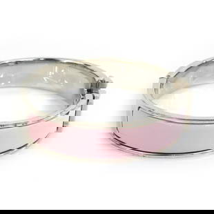 HERMES BANGLE BRACELET CLICK CLACK METAL ENAMEL: Hermes Bangle Bracelet Click Clack Metal Enamel Brand: Hermes  Type: Bangle  Material: Enamel, Metal  Color: Light pink, Silver  Size: Length 16cm / 6.29''  Accessories: None Accessories Notice