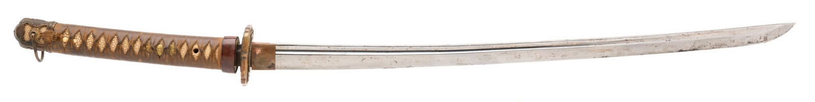 JAPANESE SHINTO KATANA: Japanese Shinto Katana Description: 25.375&rdquo; blade with a Choji Hamon. This is a Shinto period Katana in Army mounts. Blade is signed Yoshi Hide  Size: 25.375&rdquo; blade  Accessories: None Acce