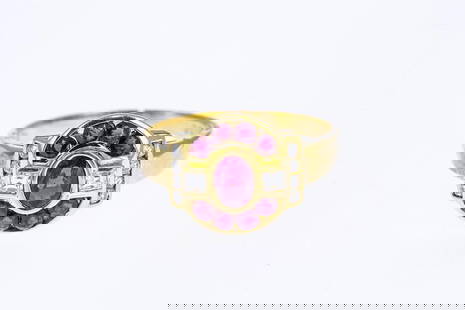 TOURMALINE & DIAMOND ACCENT BAND RING: Tourmaline & Diamond Accent Band Ring Brand: Unbranded  Type: Ring  Material: Metal Yellow Gold  Color: Diamond Color - G - H  Size: 8 US  Accessories: None Accessories Notice: When purchasing