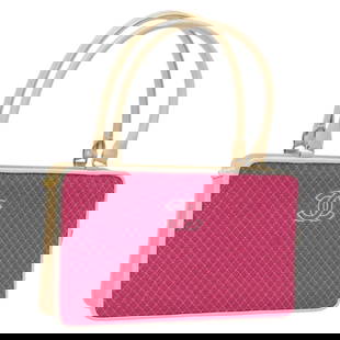 CHANEL MATELASSE HAND BAG COTTON PINK: CHANEL Matelasse Hand Bag Cotton Pink Brand: CHANEL  Type: Hand Bag  Material: Cotton  Color: Pink  Size: W8.7 x H5.1 x D1.8inch(Approx) Handle Drop:5.1inch(Approx)  Accessories: None Accessori