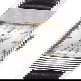 ROLEX PRECISION K18WG SILVER DIAL LADIES: ROLEX Precision K18WG Silver Dial Ladies Brand: ROLEX  Type: Wristwatch  Material: Band Material leather, Case Material K18WG  Color: Dial Color Silver, Case Color Silver, Band Color black  Size: Case