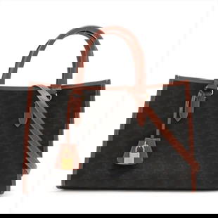 CELINE TRIOMPHE HORIZONTAL CABAS PVCX LEATHER 2 WAY HANDBAG: Celine Triomphe Horizontal Cabas PVCx leather 2 Way Handbag Brand: Celine  Type: Hand bag  Material: PVC  Color: Brown  Size: Height:9.1inch Length:13.6inch Depth:4.5inch Handle height:4.3inch Shoulde