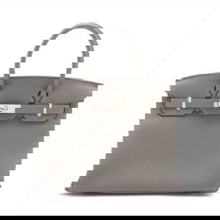 HERMÈS BIRKIN 30 TOGO GRIMAYER SILVER METAL FITTINGS: Hermès Birkin 30 Togo Grimayer Silver Metal Fittings Brand: Hermès  Type: Hand bag  Material: Togo  Color: Grimayer  Size: Height:9.1inch Length:11.6inch Depth:6.1inch Handle height:3.7inch  Accesso