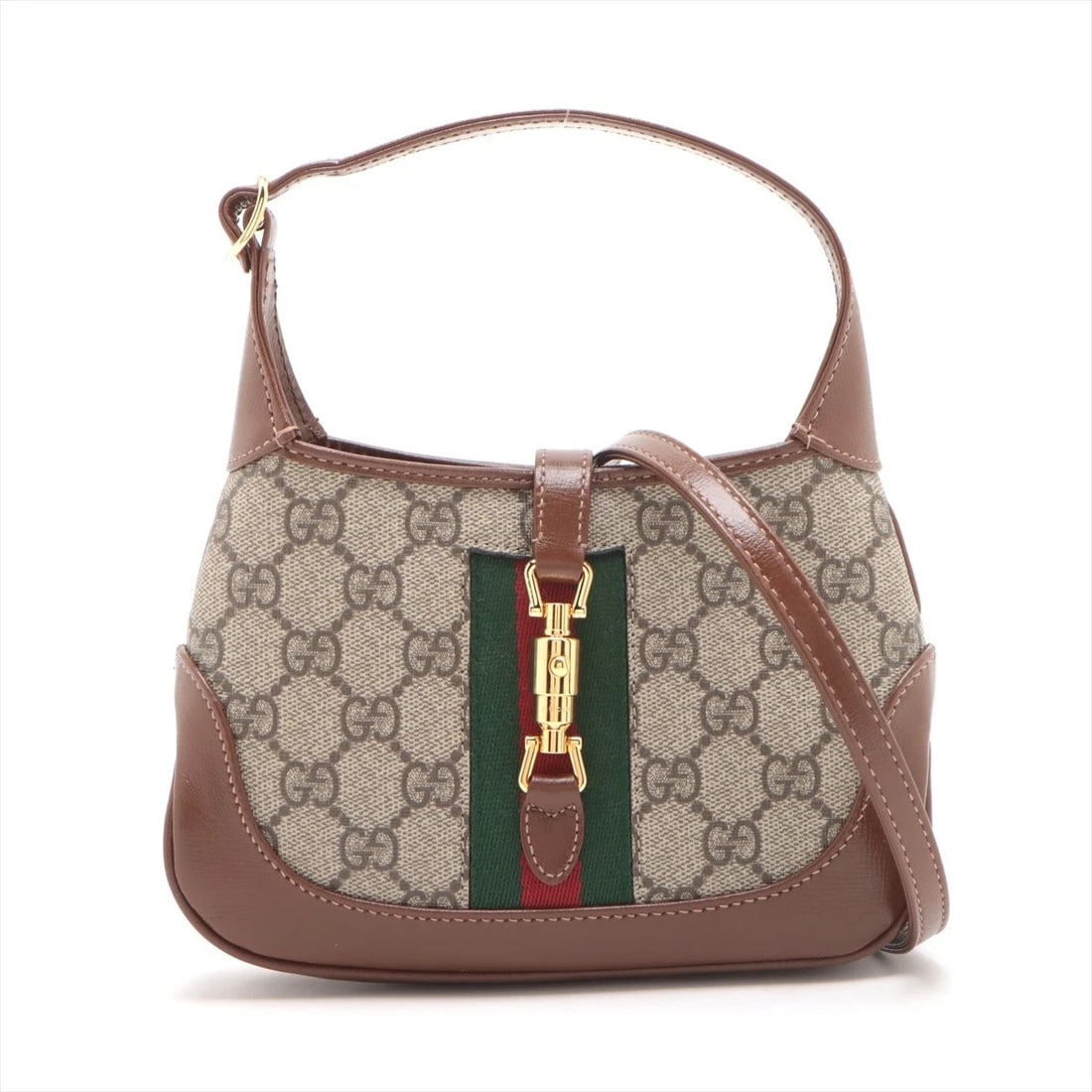 GUCCI SUPREME OPHIDIA PVC & LEATHER 2 WAY SHOULDER BAG: Gucci Supreme Ophidia PVC & leather 2 Way Shoulder Bag Brand: Gucci Type: Shoulder bag Material: PVC & leather Color: Beige Size: Height:5.3inch Length:7.5inch Depth:1.4inch Shoulder height:24.4inch