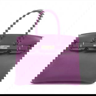 HERMÈS BIRKIN 30 LE TOURNAY TOGO ANEMONE SILVER METAL: Hermès Birkin 30 Le Tournay Togo Anemone Silver Metal Brand: Hermès  Type: Hand bag  Material: Togo  Color: Anemone  Size: Height:8.9inch Length:11.6inch Depth:6.3inch Handle height:3.9inch  Accesso