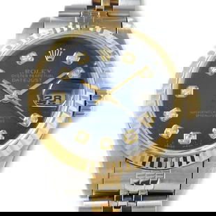 ROLEX DATEJUST LADIES WATCH: ROLEX Datejust Ladies Watch Brand: ROLEX  Type: wristwatch  Material: K18 yellow gold (engraved 750)/stainless steel  Color: Blue  Size: Case diameter approximately 25.7mm (excluding crown) Band/strap