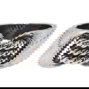 HERMES RING SILVER: Hermes Ring Silver Brand: HERMÈS  Type: Ring  Material: Silver Plated  Color: Silver  Size: 6 US  Accessories: None Accessories Notice: When purchasing pre-owned goods, please refer to the phot