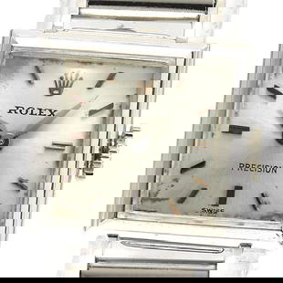ROLEX PRECISION K18WG SILVER LADIES WATCH: ROLEX Precision K18WG Silver Ladies Watch Brand: ROLEX  Type: Wristwatch  Material: Band Material Stainless Steel, Case Material K18WG  Color: Dial Color Silver, Case Color Silver, Band Color Silver