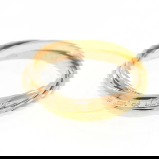 CARTIER TRINITY RING: Cartier Trinity Ring Brand: Cartier  Type: Ring  Material: 750 Yellow Gold 750 White Gold 750 Pink Gold  Color: None  Size: 4.5-5 US  Accessories: None Accessories Notice: When purchasing pre-o