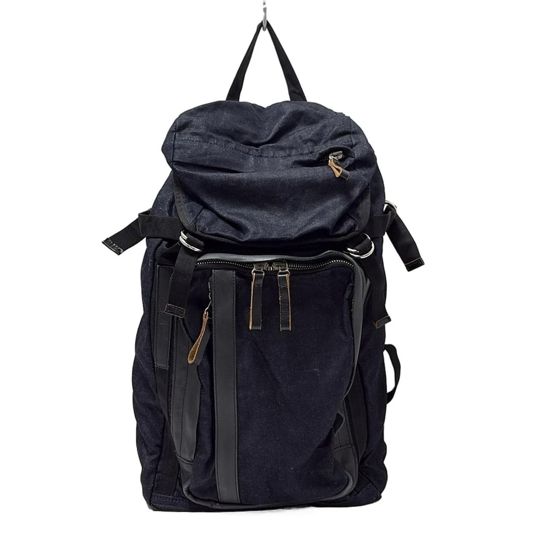 MARNI - DARK NAVY BLACK DENIM LEATHER NYLON BACKPACK: MARNI - Dark Navy Black Denim Leather Nylon Backpack Brand: MARNI Type: Backpack Material: Denim, Leather, Nylon Color: Dark Navy, Black Size: Height : 19.69 inch (50 cm) Width : 9.45 inch (24 cm)