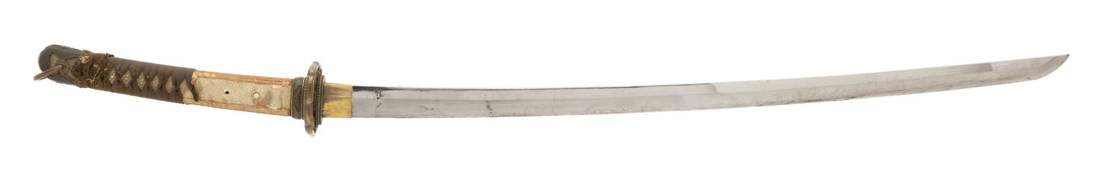 JAPANESE KATANA: Japanese Katana Description: Blade Length is 26 &frac12;&rdquo;. This is a WWII handmade Gendaito. Sword is unsigned. This sword comes with a hand written write up from Japanese sword expert Mike Clar