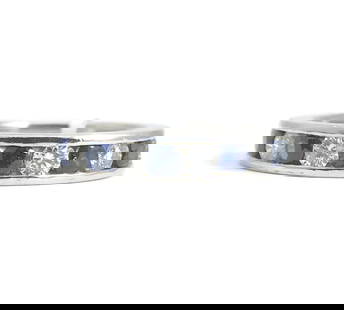 BLUE SAPPHIRE DIAMOND CHANNEL-SET ETERNITY RING: Blue Sapphire Diamond Channel-Set Eternity Ring Brand: Unbranded  Type: Eternity  Material: Gemstone, Metal, Sapphire, Diamond, Platinum  Color: Blue  Size: 5.5 US  Accessories: None Accessorie
