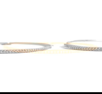 DIAMOND ETERNITY BANGLE BRACELET IN 14K PINK ROSE GOLD: Diamond Eternity Bangle Bracelet in 14K Pink Rose Gold Brand: Unbranded  Type: Bracelet  Material: Gemstone, Metal  Color: Pink  Size: Length: 7.5 inches Width: 2 mm  Accessories: None Accessor
