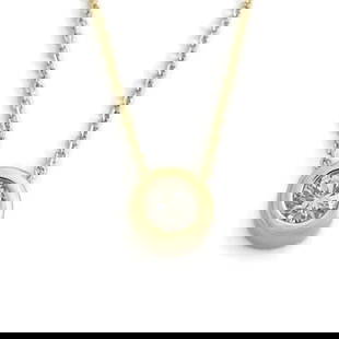 SOLITAIRE DIAMOND BEZEL PENDANT NECKLACE: Solitaire Diamond Bezel Pendant Necklace Brand: Unbranded  Type: Necklace  Material: Diamond, Gold  Color: Gold  Size: Length: 16 inches Pendant: 8.7 mm  Accessories: None Accessories Notice: W