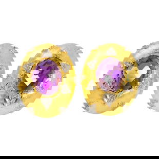 AMETHYST DIAMOND EARRINGS PIERCED CLIP ON: Amethyst Diamond Earrings Pierced Clip on Brand: Unbranded  Type: Earrings  Material: 750 Yellow Gold  Color: Yellow Gold  Size: W 18.5 X H 23.1mm  Accessories: None Accessories Notice: When pu