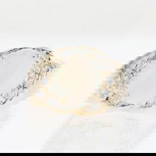 OVAL OPAL WITH DIAMOND ACCENTS STATEMENT RING 14K YELLOW GOLD: Oval Opal with Diamond Accents Statement Ring 14k Yellow Gold Brand: Unbranded  Type: Ring  Material: Yellow Gold  Color: None  Size: 7.25 US  Accessories: None Accessories Notice: When purchas
