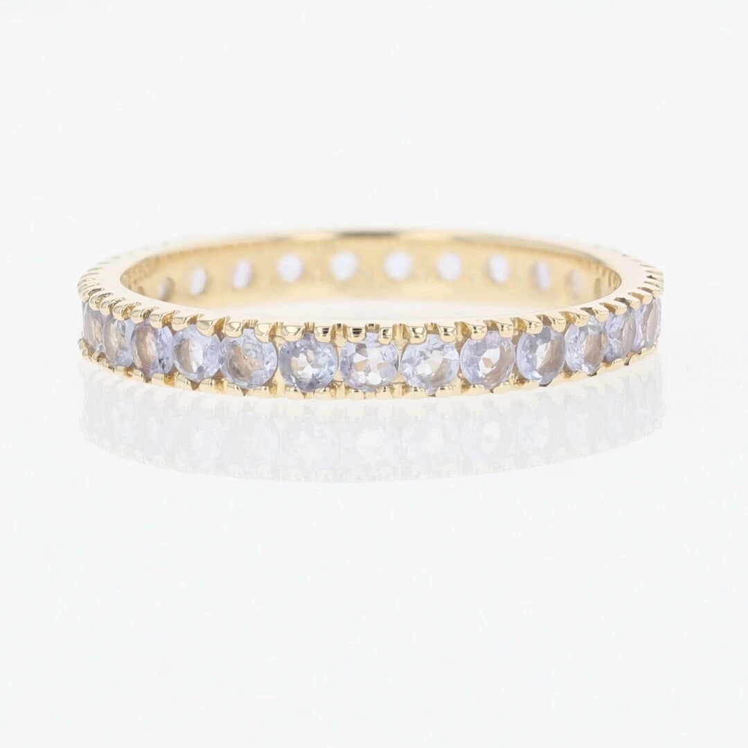 ROUND CUT TANZANITE ETERNITY BAND RING 14K YELLOW: Round Cut Tanzanite Eternity Band Ring 14k Yellow Brand: Unbranded Type: Ring Material: Yellow Gold Color: None Size: 7 US Accessories: None Accessories Notice: When purchasing pre-owned g