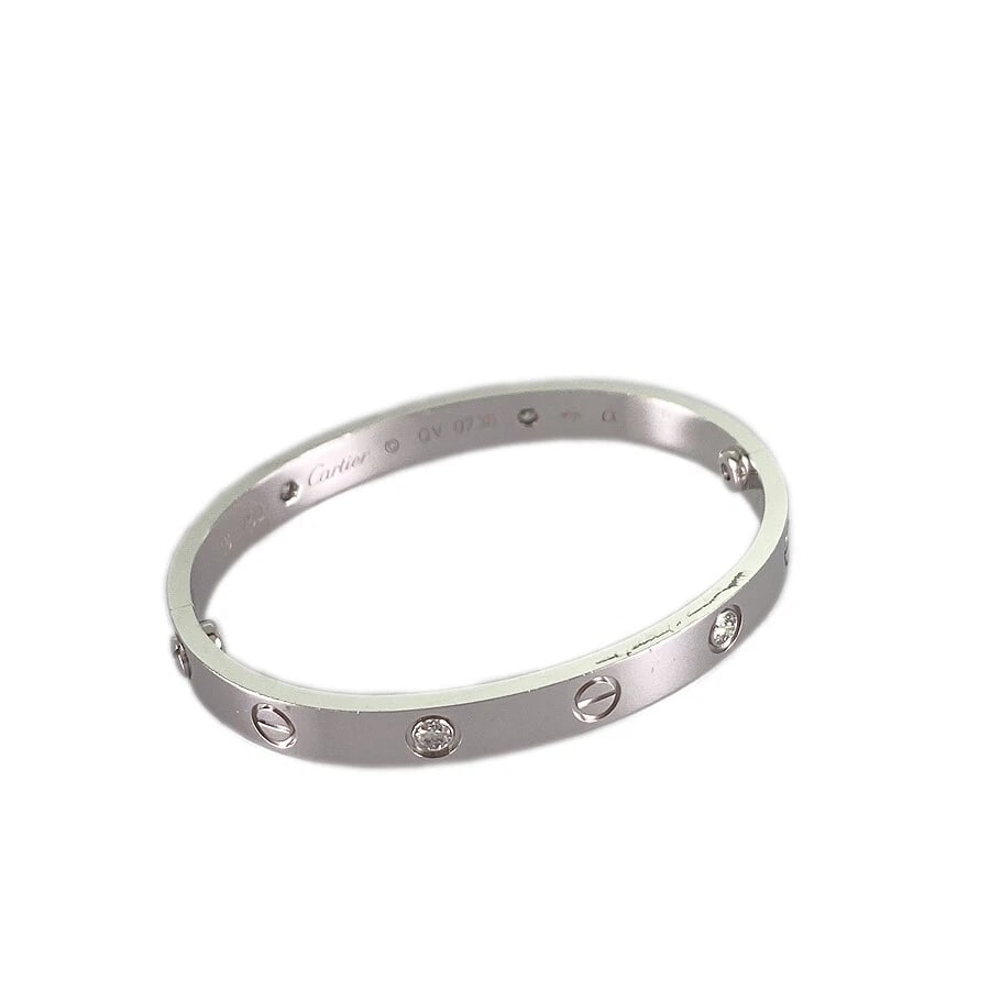 CARTIER LOVE WHITE GOLD DIAMOND BRACELET: CARTIER Love White gold diamond Bracelet Brand: CARTIER Type: Bracelet Material: 18K White Gold Color: Silver Size: Bracelet Length (Wrist Size):15cm Accessories: None Accessories Notice: