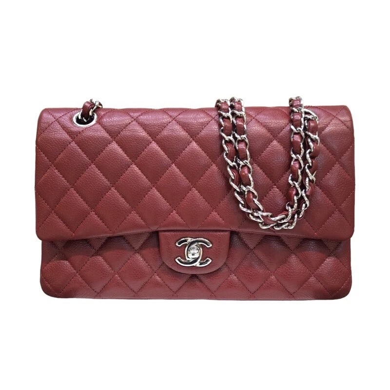 CHANEL MATRASSE 25 SHOULDER BAG: CHANEL Matrasse 25 Shoulder Bag Brand: CHANEL Type: Shoulder Bag Material: Caviar skin Color: Bordeaux xSilverHardware Size: Size(Inch) W9.8 x H5.9x D2.8inch Shoulder:0.0inch Accessories: None
