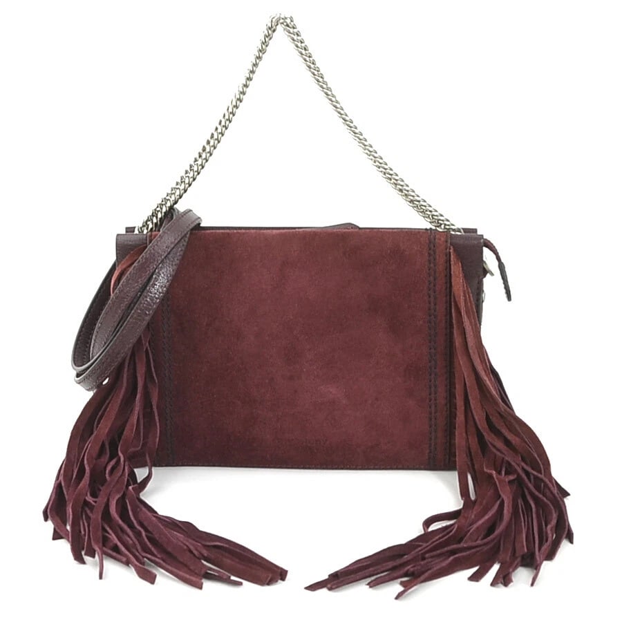 GIVENCHY HANDBAG SHOULDER BAG BORDEAUX LEATHER/SUEDE: GIVENCHY Handbag Shoulder Bag Bordeaux Leather/Suede Brand: GIVENCHY Type: Handbag Material: Leather x Suede Color: Wine-Red Size: W:8.3inx H:5.7inx D:1.2in Handle Length:13.8in Shoulder Length: 4