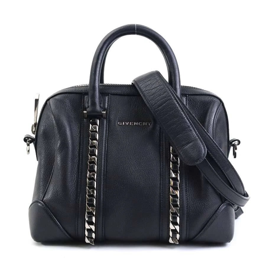 GIVENCHY HANDBAG SHOULDER BAG BLACK LEATHER: GIVENCHY Handbag Shoulder Bag Black Leather Brand: GIVENCHY Type: Handbag Material: Leather Color: Black Size: (Bottom)W:10.0inx H:8.3inx D:5.3in Handle Length:11.0in Shoulder Length: 50.0in Acce
