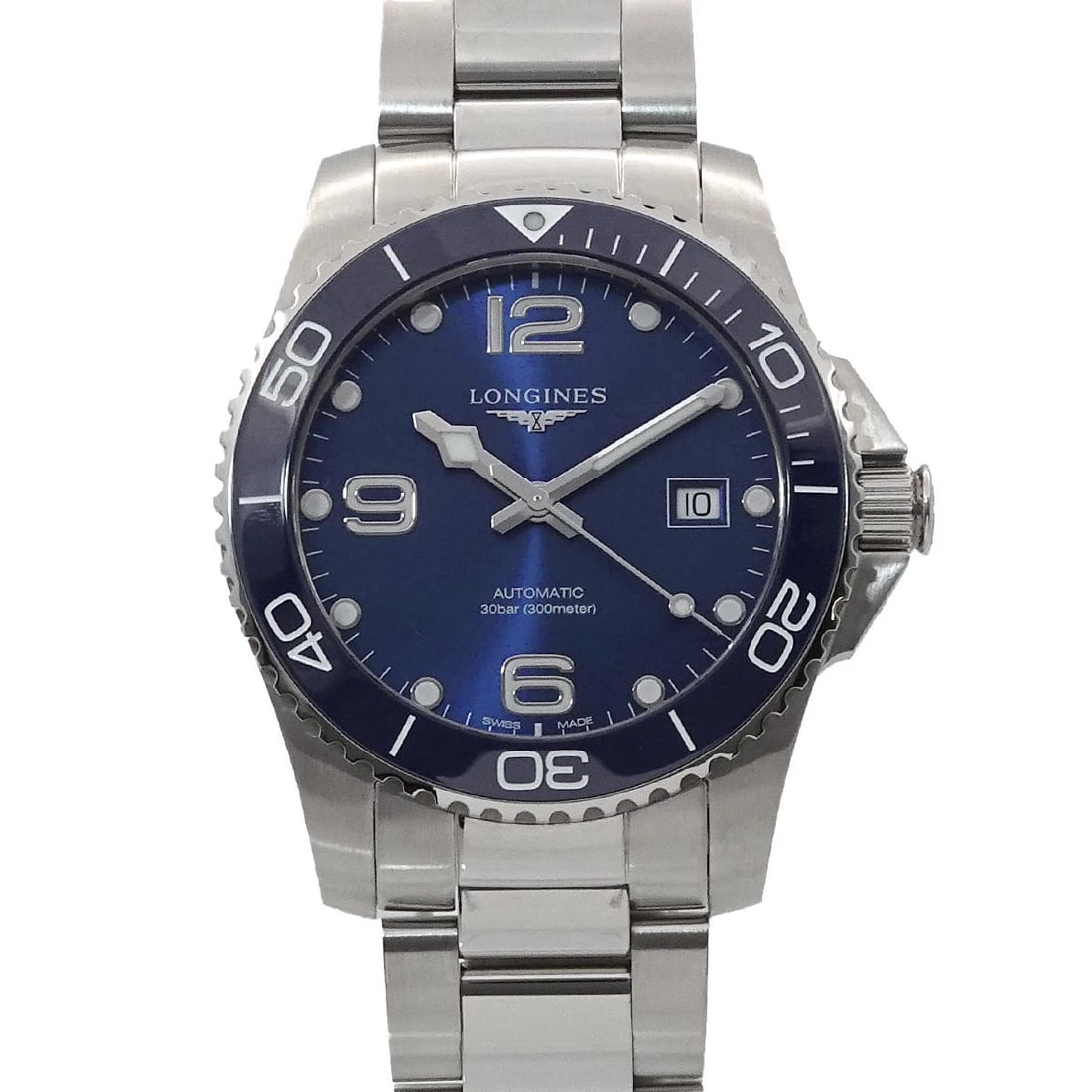 LONGINES HYDROCONQUEST AUTOMATIC DATE BLUE DIAL WATCH: LONGINES Hydroconquest Automatic Date Blue Dial Watch Brand: LONGINES Type: Wristwatch Material: Case:Stainless steel Bracelet:Stainless steel Dial Color: Blue Dial Size: CaseSize Length 51mm(incl