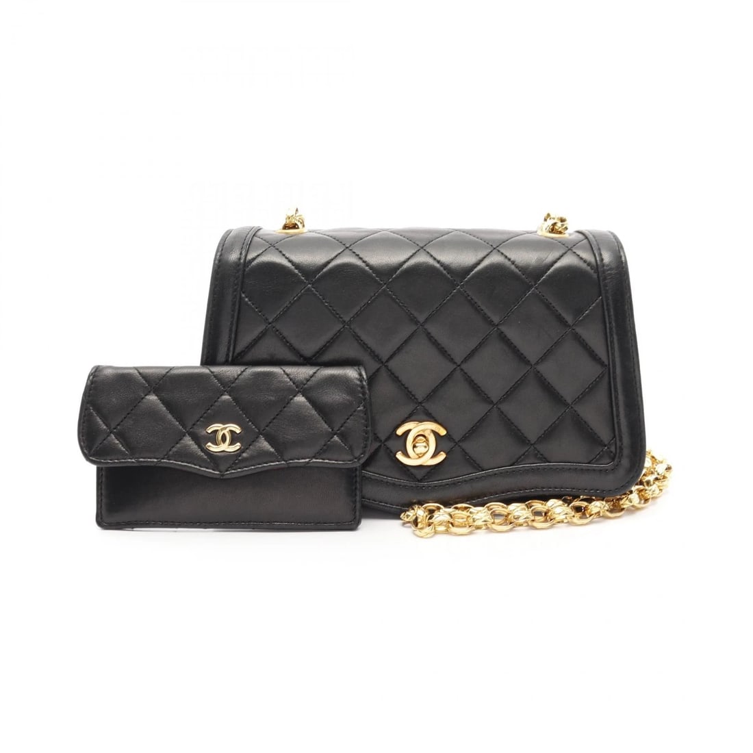 CHANEL MATELASSE SHOULDER CHAIN CROSSBODY BAG LAMBSKIN LEATHER: CHANEL Matelasse Shoulder Chain crossbody Bag Lambskin leather Brand: CHANEL Type: Shoulder Bag Material: Lambskin (sheep leather) Color: Black Size: H:12.5cm x W:20.5cm x D:6cm (H:4.9" x W:8.1" x