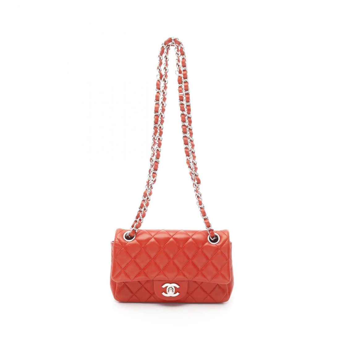 CHANEL MATELASSE CHAIN SHOULDER BAG: CHANEL Matelasse Chain Shoulder Bag Brand: CHANEL Type: Shoulder Bag Material: Lambskin (sheep leather) Color: Red Size: H:13cm x W:19cm x D:6cm Accessories: None Accessories Notice: When