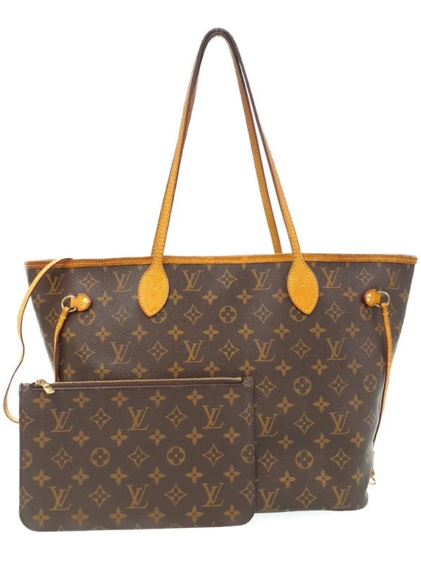 LOUIS VUITTON MONOGRAM NEVERFULL MM TOTE BAG: Louis Vuitton Monogram Neverfull MM Tote Bag Brand: LOUIS VUITTON Type: Tote Bag Material: Monogram Canvas Color: Beige Size: W:32cm/47cm H:29cm D:16cm Handle:52cm Accessories: None Access