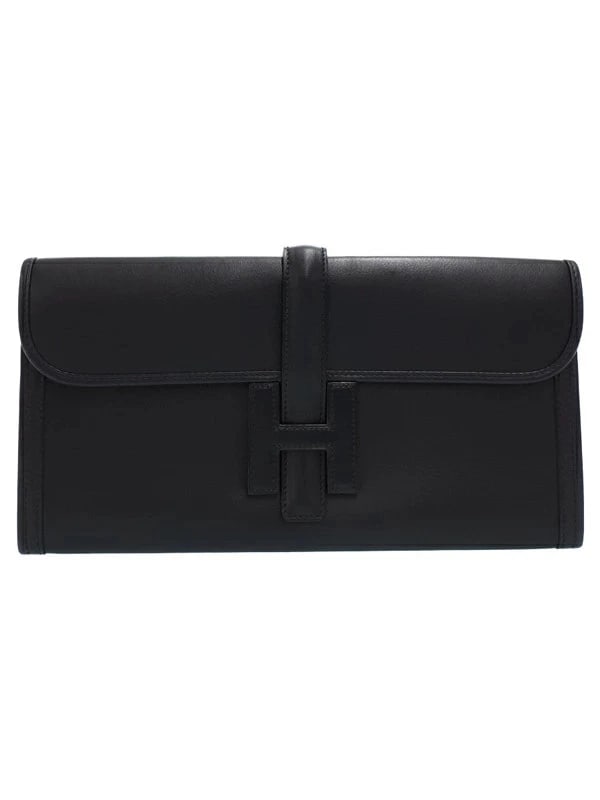 HERMES JIGE ELAN CLUTCH BAG: Hermes Jige Elan Clutch Bag Brand: Hermes Type: Clutch Bag Material: leather Color: Dark Purple Navy Size: W:29cm H:15.5cm D:2.5cm Accessories: None Accessories Notice: When purchasing pre