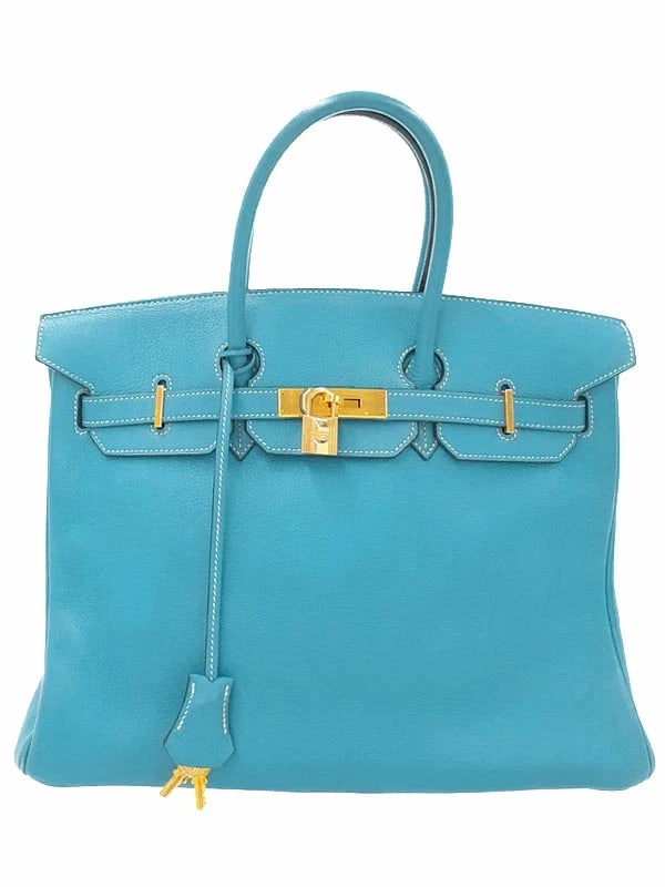 HERMES BIRKIN 35 HANDBAG: Hermes Birkin 35 Handbag Brand: Hermes Type: Handbag Material: Togo Color: Blue Jean Size: W:35cm H:28cm D:18cm Handle:37cm Accessories: None Accessories Notice: When purchasing pre-owned