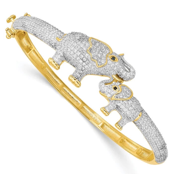 925 STERLING SILVER GOLD MOM CZ ELEPHANTS BANGLE MAMA CHARM BRACELET: 925 Sterling Silver Gold Mom CZ Elephants Bangle Mama Charm Bracelet Brand: None Type: Bracelet Material: 925 Sterling Silver Color: Silver Size: Item Length: 7 inch Main Stone Width 1 mm Main Stone L