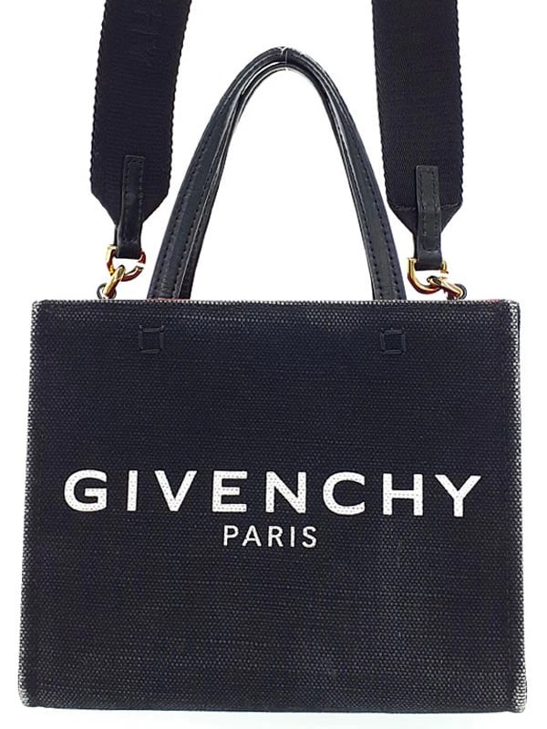 GIVENCHY G-TOTE MINI TOTE BAG: Givenchy G-Tote Mini Tote Bag Brand: Givenchy Type: 2-Way Bag Material: Canvas x Leather Color: Black Red Size: W:19cm H:16cm D:8.5cm Handle:27cm Shoulder:137cm Accessories: None Accessori
