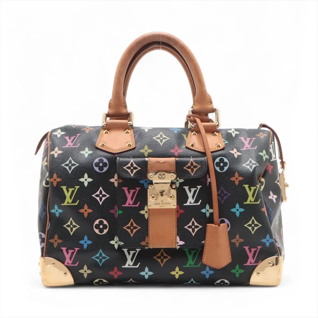 LOUIS VUITTON MULTICOLOR SPEEDY 30 BLACK: Louis Vuitton Multicolor Speedy 30 Black Brand: Louis Vuitton Type: Hand bag Material: none Color: Black Size: Height:8.1inch Length:12.4inch Depth:6.7inch Handle height:4.3inch Accessories: None