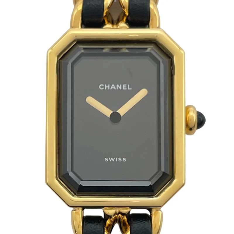 CHANEL PREMIERE S BLACK GP WRIST WATCH: Chanel Premiere S Black GP Wrist Watch Brand: CHANEL Type: Wrist watch Material: GP Color: Dial Color Black Size: [ Case size ] / Case shape: Rectangular face / Case width: 20.0mm / Case height: 26.0m