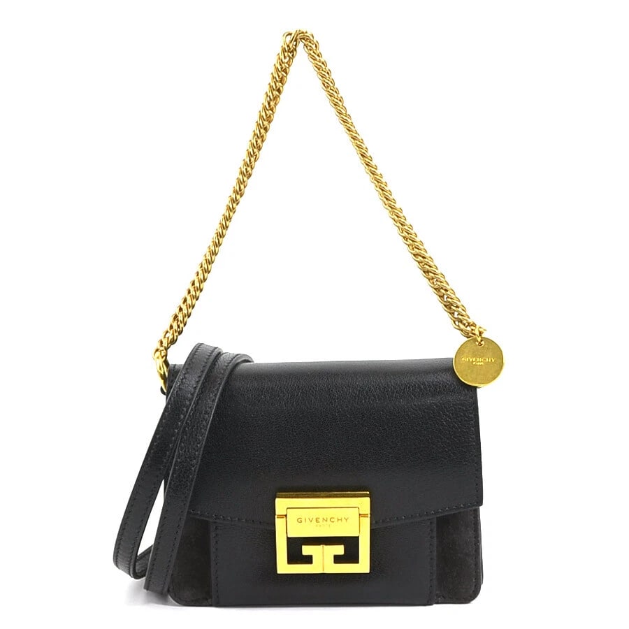 GIVENCHY HANDBAG SHOULDER BAG BLACK/DARK GRAY: GIVENCHY Handbag Shoulder Bag Black/Dark Gray Brand: GIVENCHY Type: Handbag Material: Leather x Suede Color: Black / Dark Gray Size: [inch] W:6.3inx H:4.5inx D:2.8in Handle drop:5.5in Shoulder dro