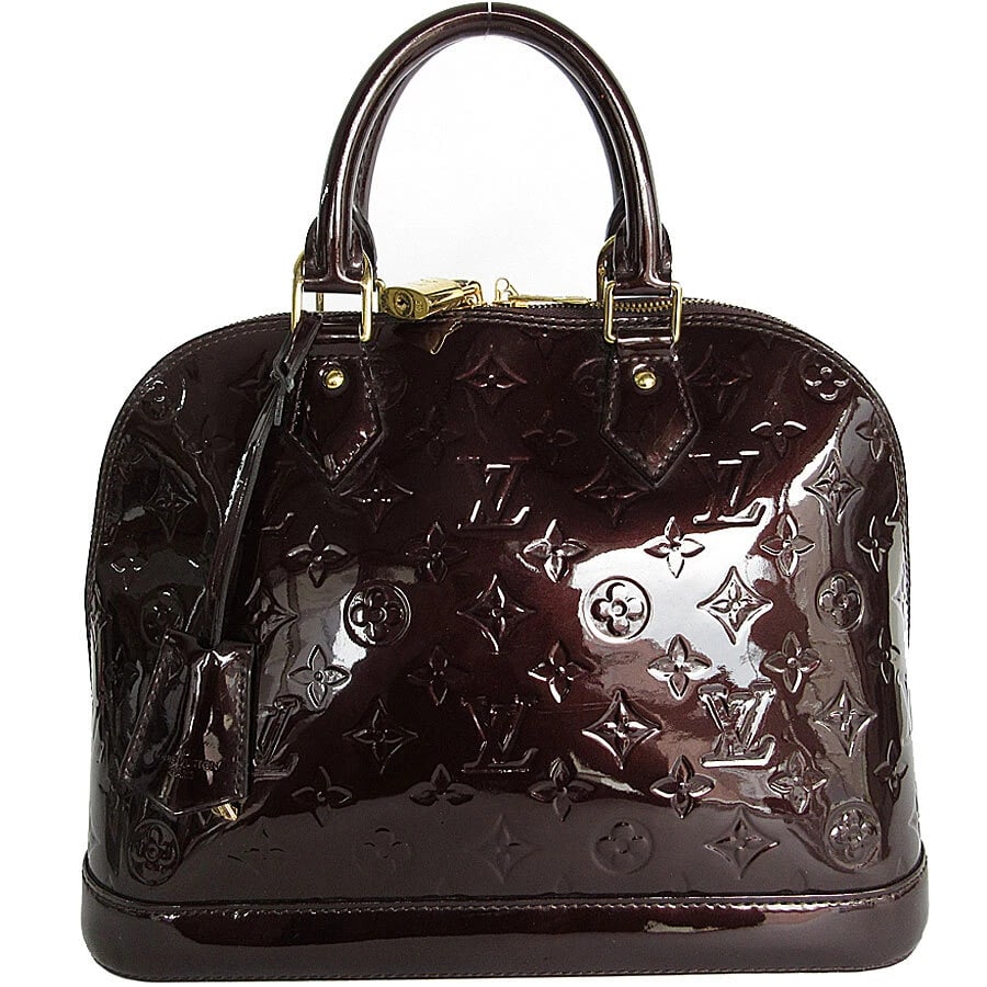 LOUIS VUITTON MONOGRAM VERNIS ALMA HANDBAG AMARANTE: LOUIS VUITTON Monogram Vernis Alma Handbag Amarante Brand: LOUIS VUITTON Type: Handbag Material: Patent Leather Color: Amarante Size: [inch] W:12.0inx H:9.1inx D:5.7in Handle Length:11.0in Access