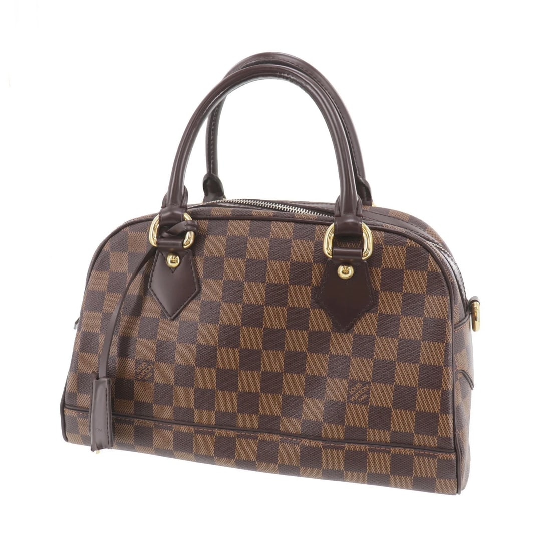 LOUIS VUITTON HANDBAG DAMIER LEATHER: Louis Vuitton Handbag Damier Leather Brand: Louis Vuitton Type: Handbag Material: Damier Canvas Leather Color: Brown Size: H 7.6x W 12.5x D 6.1in Accessories: None Accessories Notice: When