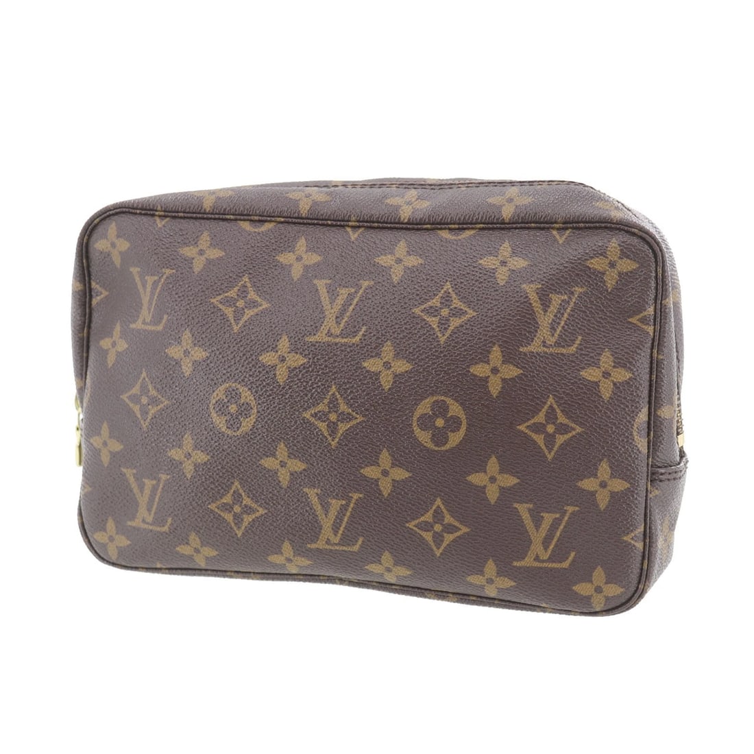 LOUIS VUITTON MONOGRAM POUCH BAG TROUSSE TOILETTE: LOUIS VUITTON Monogram Pouch Bag Trousse Toilette Brand: Louis Vuitton Type: Clutch Material: Monogram Canvas Leather Color: Brown Size: H 5.9x W 9.0x D 2.3in Accessories: None Accessories
