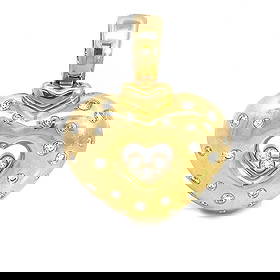 CHOPARD HAPPY DIAMOND HEART PENDANT: Chopard Happy Diamond Heart Pendant Brand: Chopard Type: Pendant Material: 18k yellow gold Color: Yellow Size: Measurement: 1.40" long w/bail x 1.10" wide x 10mm high Accessories: None Acc