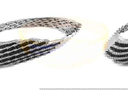 ESTATE DIAMOND SAPPHIRE 18K GOLD BRACELET: Estate Diamond Sapphire 18k Gold Bracelet Brand: Unbranded Type: Bracelet Material: Metal Multi-Tone GoldMetal Purity 18k Color: None Size: Measurement: inner circumference: 8.25" x 0.42" wide Fro