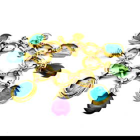 ELIZABETH LOCKE CHARMS BRACELET MULTICOLOR GEM: Elizabeth Locke Charms Bracelet Multicolor Gem Brand: Elizabeth Locke Type: Bracelet Material: 18k yellow gold Color: Yellow Size: Measurement: 7.5" long x 21mm wide x 10mm high Charms vary in siz