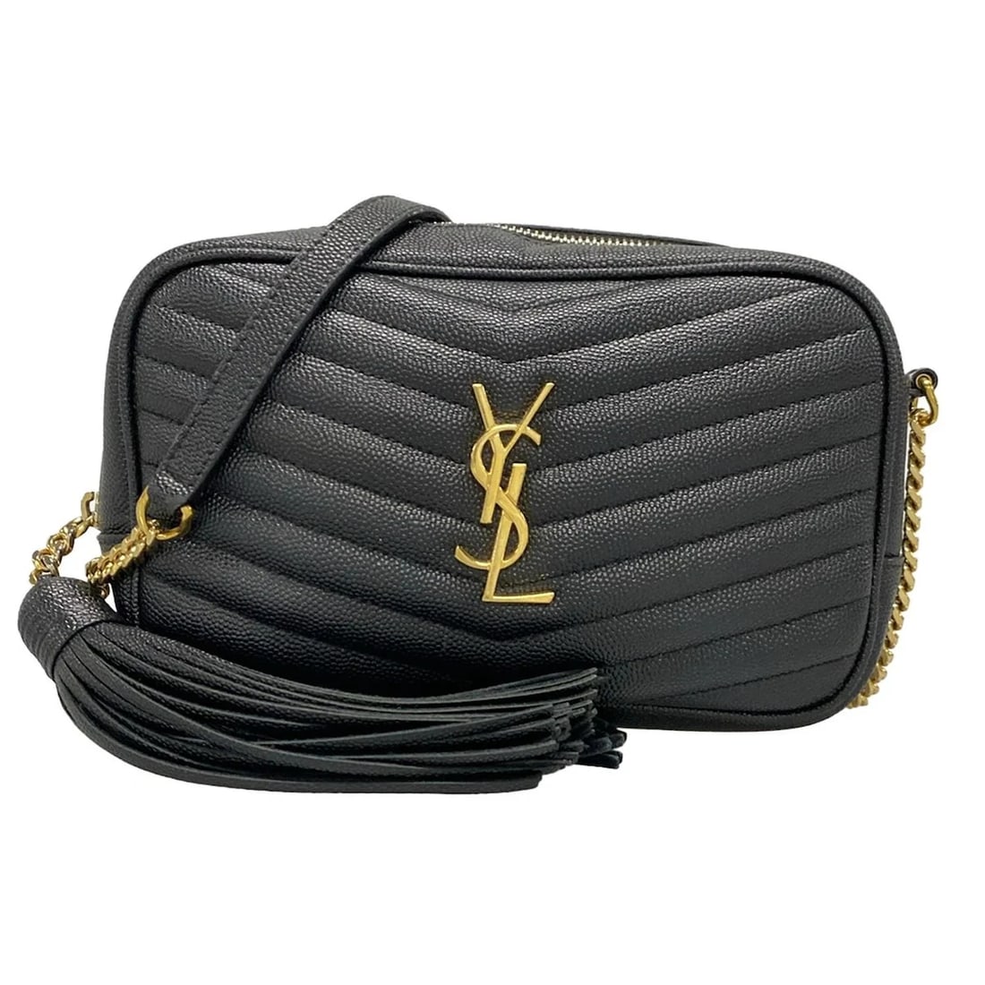SAINT LAURENT PARIS LOU MINI BAG: SAINT LAURENT PARIS Lou Mini Bag Brand: SAINT LAURENT PARIS Type: Shoulder Bag Exterior Material: Leather Exterior Color: Black Size: Height : 4.72 inch" (12 cm) Width : 7.48 inch (19 cm) Depth :