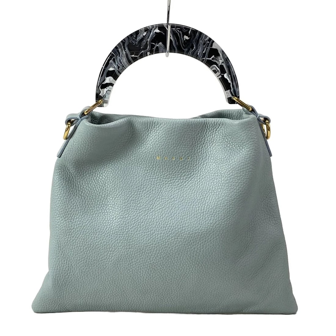 MARNI VENICE - LIGHT BLUE BLACK LEATHER PLASTIC HANDBAG: MARNI Venice - Light Blue Black Leather Plastic Handbag Brand: MARNI Type: Handbag Exterior Material: Leather, Plastic Exterior Color: Light Blue, Black Size: Height : 9.45 inch (24 cm) Width : 7.