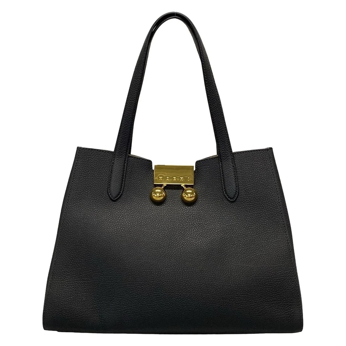 MARNI TRUNKER TOTE SMALL BLACK CALF TOTE BAG: MARNI Trunker Tote Small Black Calf Tote Bag Brand: MARNI Type: Tote Bag Exterior Material: Calf Leather Exterior Color: Black Size: Height : 9.84 inch (25 cm) Width : 11.42 inch - 13.78 inch Dept