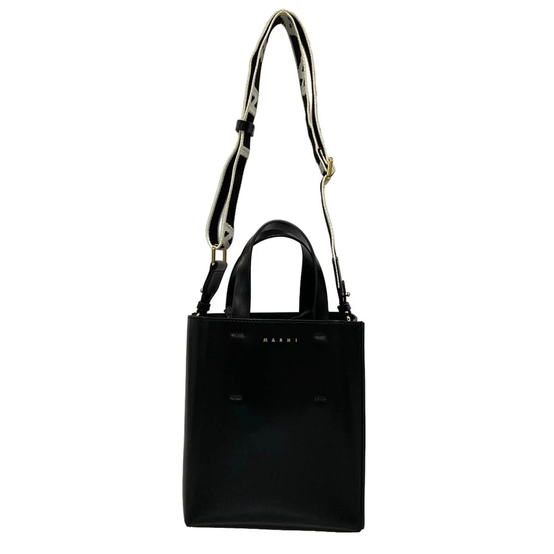 MARNI MUSEO BLACK LEATHER - TOTE BAG: MARNI Museo Black Leather - Tote Bag Brand: MARNI Type: Tote Bag Exterior Material: Leather Exterior Color: Black Size: Height : 8.66 inch (22 cm) Width : 7.48 inch (19 cm) Depth : 3.94 inch (10 c