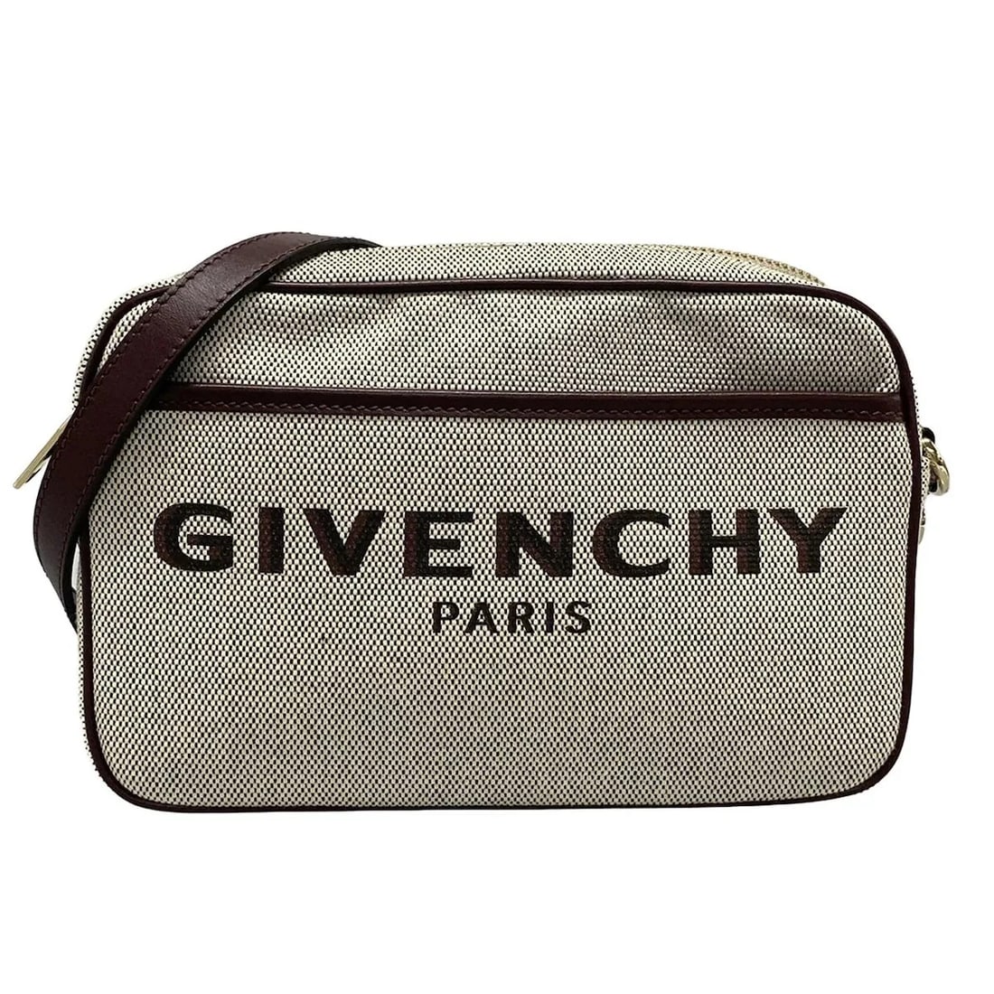 GIVENCHY BOND CAMERA BAG GRAY BORDEAUX CANVAS SHOULDER BAG: GIVENCHY Bond Camera Bag Gray Bordeaux Canvas Shoulder Bag Brand: GIVENCHY Type: Shoulder Bag Exterior Material: Canvas, Leather Exterior Color: Gray, Bordeaux Size: Height : 5.31 inch (13.5 cm) W