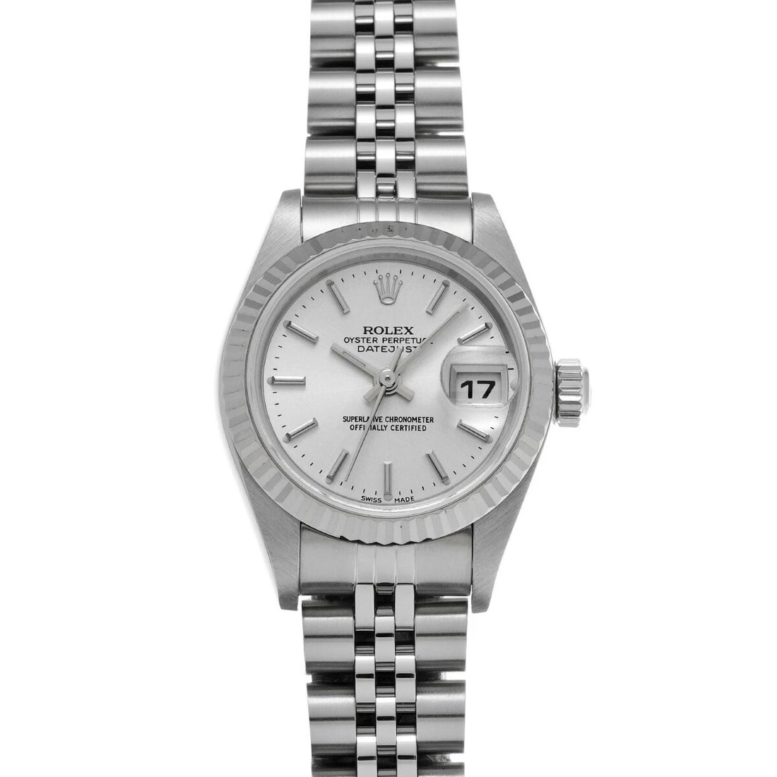 ROLEX DATEJUST SILVER CASE WATCH: ROLEX Datejust Silver Case Watch Brand: ROLEX Type: Wristwatch Material: Stainless, Sapphire Crystal Color: Silver Case Size: 26×26mm Accessories: None Accessories Notice: When purchasing