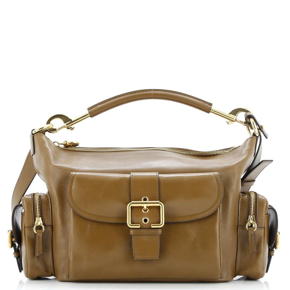 CHLOE CAMERA SHOULDER BAG LEATHER MEDIUM: Chloe Camera Shoulder Bag Leather Medium Brand: Chloe Type: Shoulder Bags Exterior Material: Leather Exterior Color: Brown Size: Measurements: Height 6.5", Width 12", Depth 6" Accessories: None
